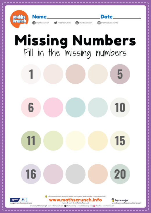 Missing Numbers 1 To 20 Worksheet Free Printable PDF